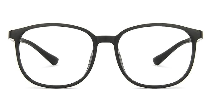 LENSKART BLU | Zero Power Blue Cut Computer Glasses | Anti Glare, Lightweight & Blocks Harmful Rays | 100% UV Protected | Full Rim Round | For Men & Women | Large | LB E13739-C1
