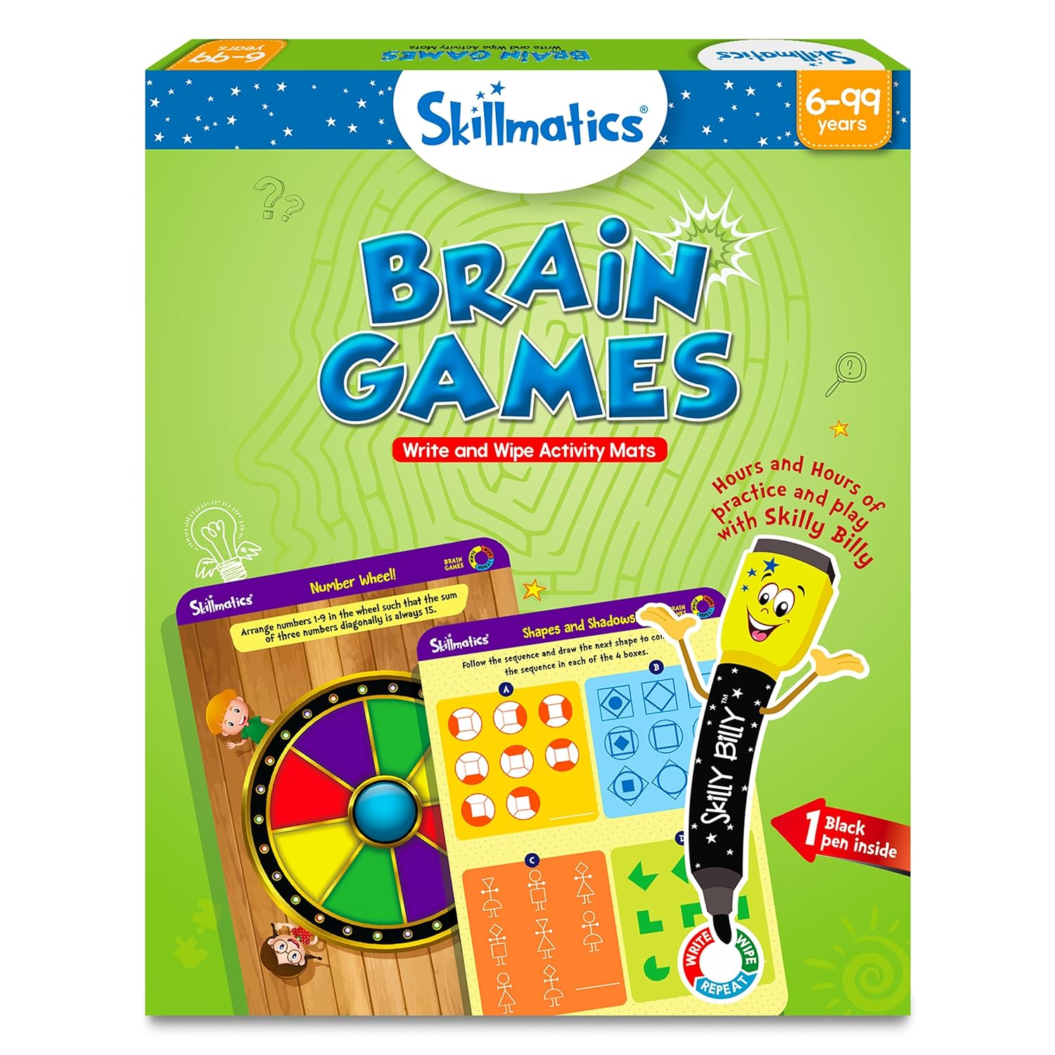 Skillmatics Brain Games Write & Wipe Activity Set