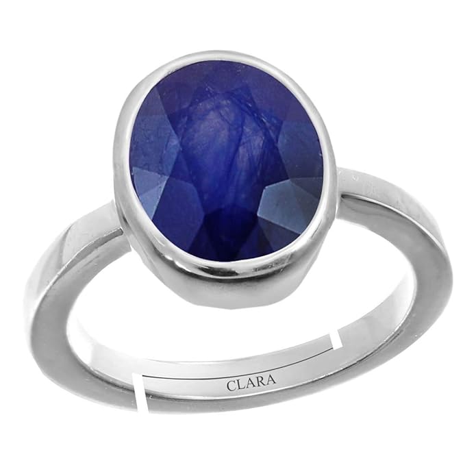 Vedic Vaani Blue Sapphire (Neelam) Silver Ring - 4 Carat