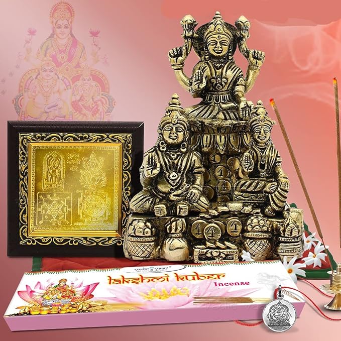 Vedic Vaani Gold-Plated Kuber Pendant with Chain
