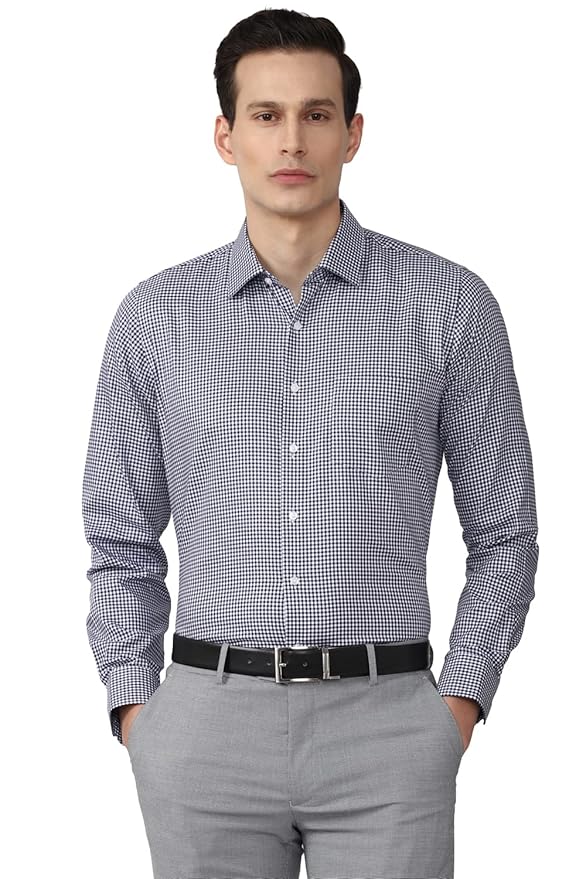 Van Heusen Men's Slim Fit 100% Cotton Checkered Formal Shirt